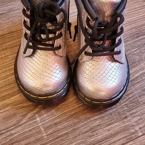 Dr. Martens for baby girl / silver baby boots/ metallic Dr. Martens
